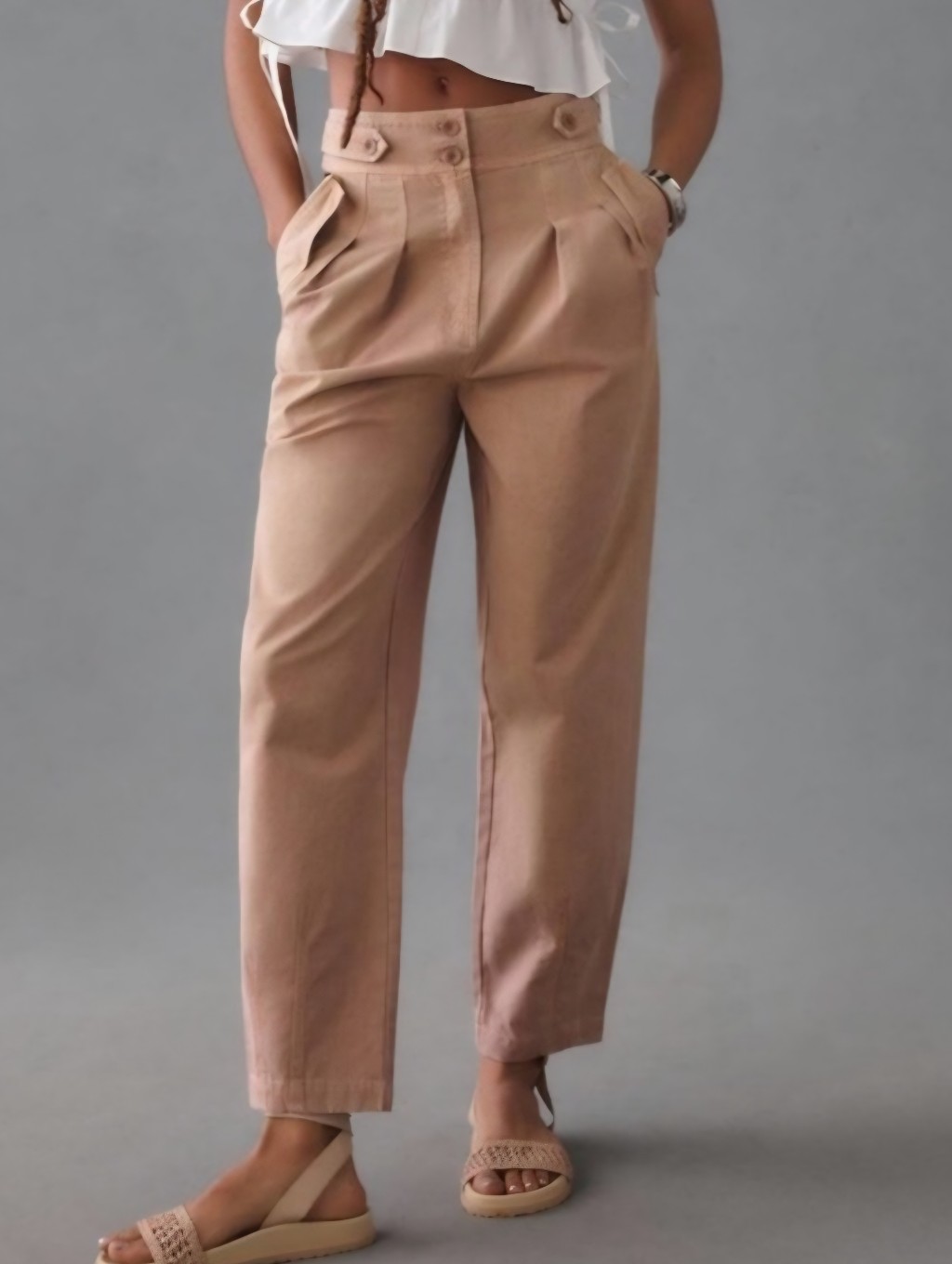 Nwt Anthropologie Moon River Barrel Leg High Waisted Pleated Front Trousers Pink